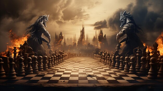 Photo chess battle concept idea