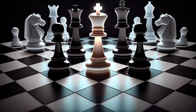 Chess board concept for competition strategy business success planing and teamwork