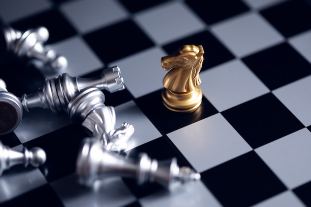 Chess board game competition business concept.