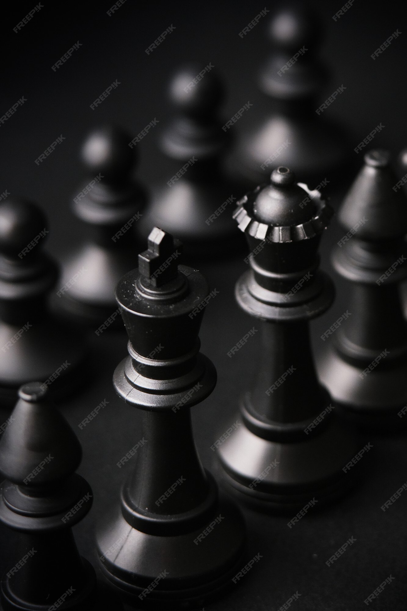 A Black Chess Game With Black Pieces Background Wallpaper Image