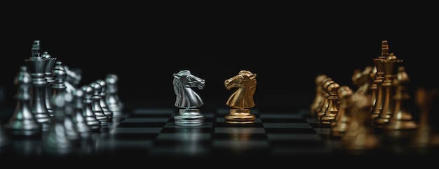 Chess board game gold and silver colour