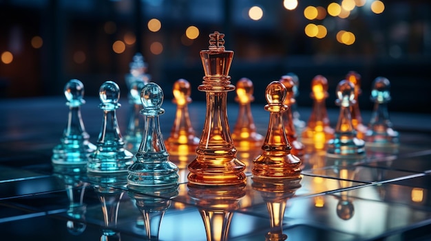 Chess board game for ideas and competition and strategy business success concept