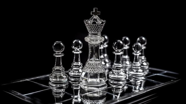 Premium Photo  Chess piece, compass and sand glass on board