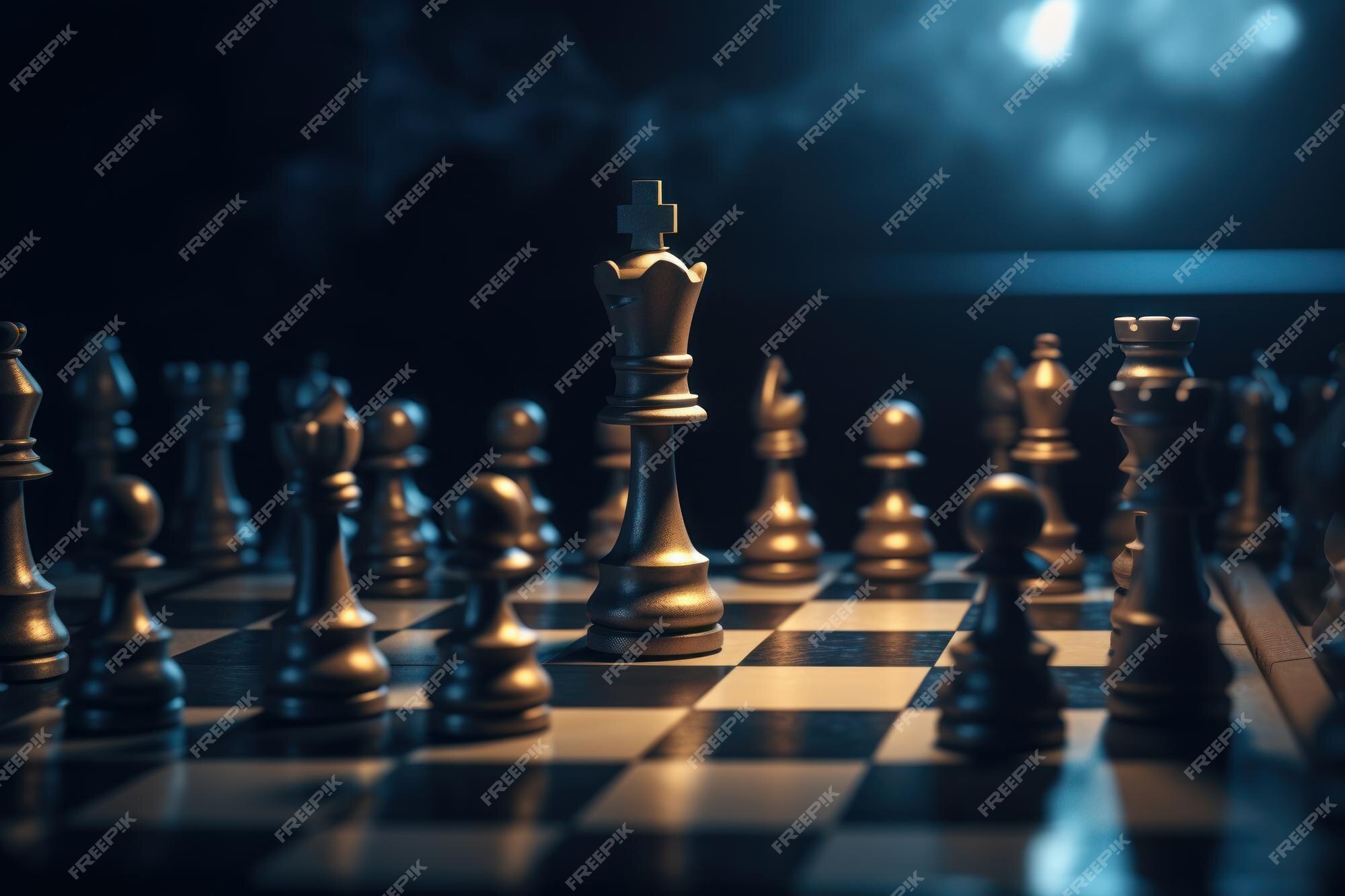 Premium Photo  Chess game chess pieces on a board darck background ai  generation