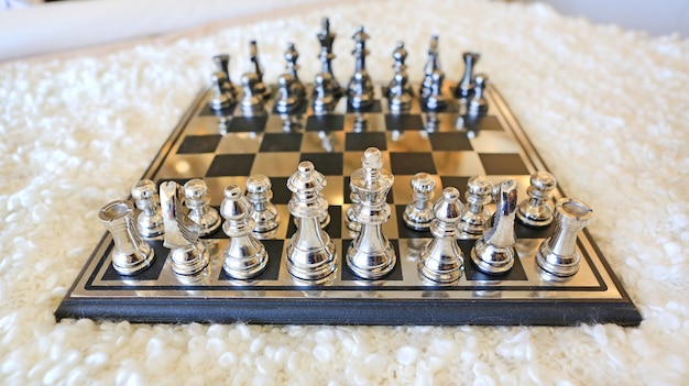 Chess board with chess pieces