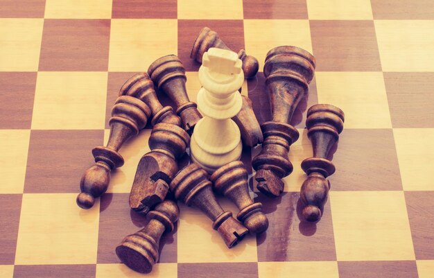 Chess board with chess pieces