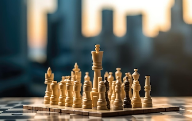 不動産コンセプトの背景を持つチェス盤