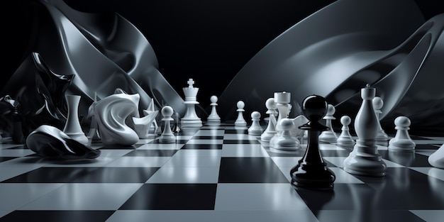 白い女王が描かれたチェス盤
