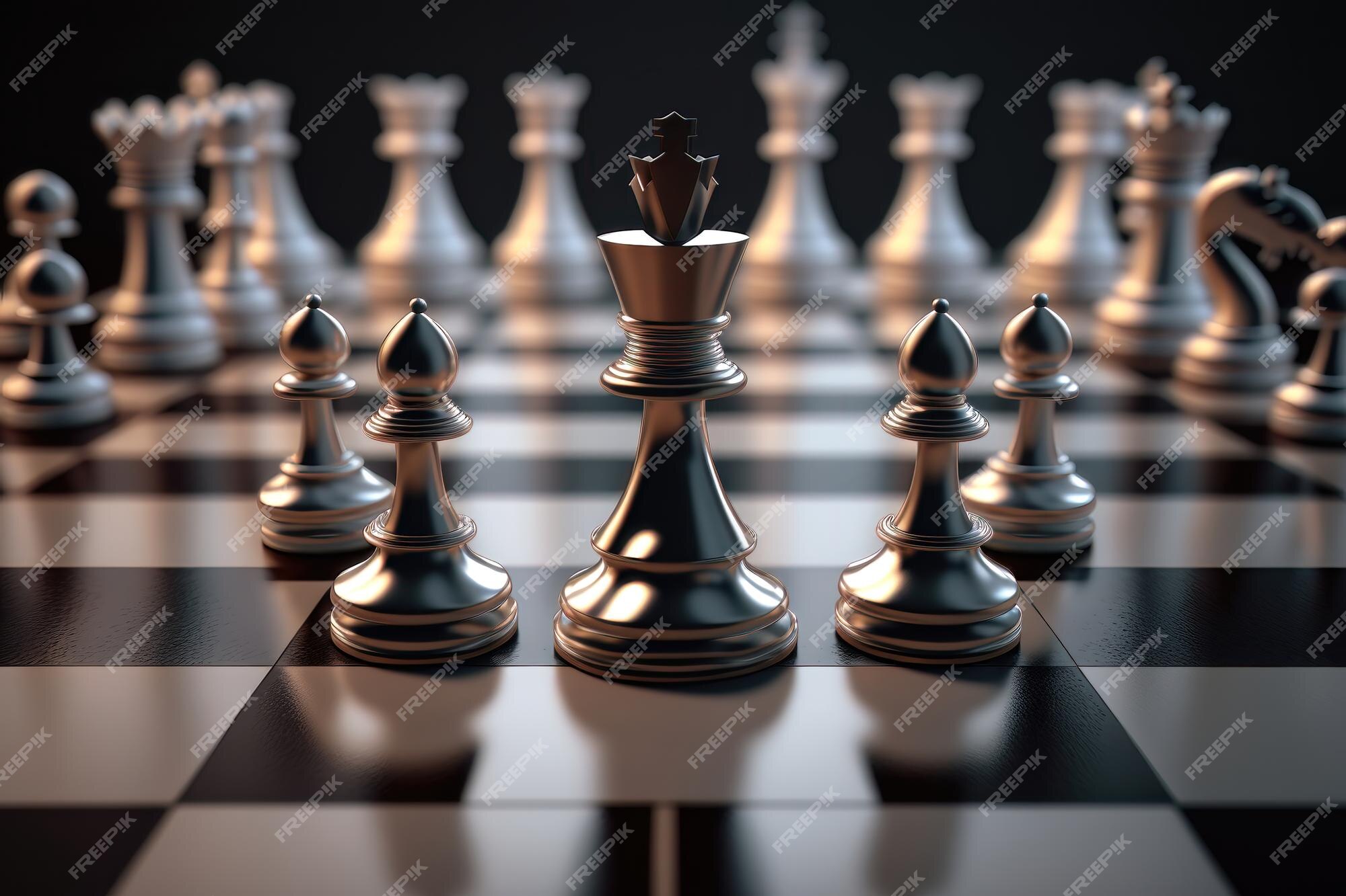 Premium Photo  Chess game chess pieces on a board darck background ai  generation