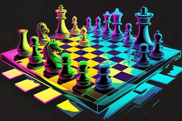 Chess game competitive strategic board game illustration AI Generated