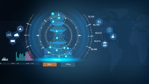 추상적 인 배경 비즈니스에서 외환 차트 지표 또는 주식 시장 그래프 뒤에 체스 게임