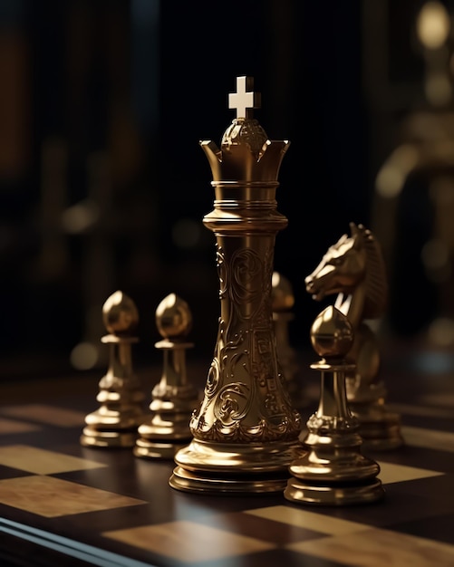 A chess game with a chess piece and the words the king on it