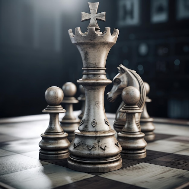 Premium AI Image  A chess game with a king and a cross on it