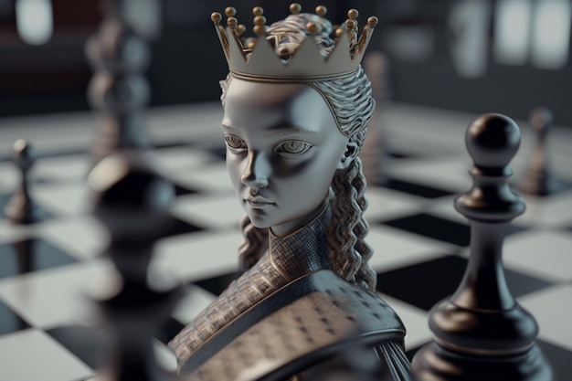 Chess queen on chessboard AI Generated 24118842 Stock Photo at