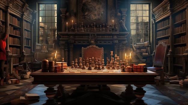 Chess in historic library