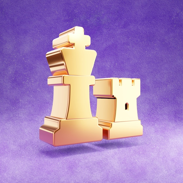 Photo chess icon isolated on violet velvet