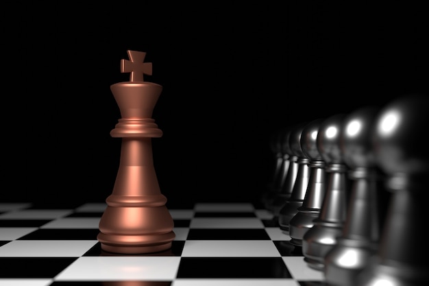 Chess king. 3D rendering.