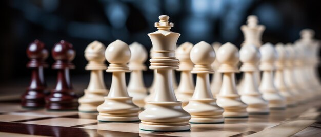 Photo chess king and pawns in strategic formation