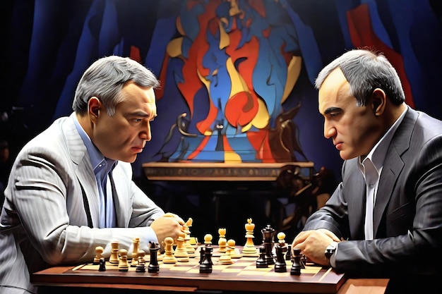 Premium AI Image  Chess Legends Collide Anatoly Karpov vs Garry