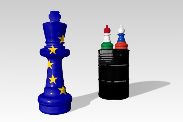 Photo chess made from eu hungary and russia flags hungary relations with europe union