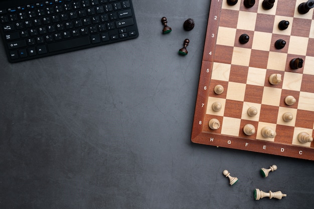 Chess online and strategy business  from top view