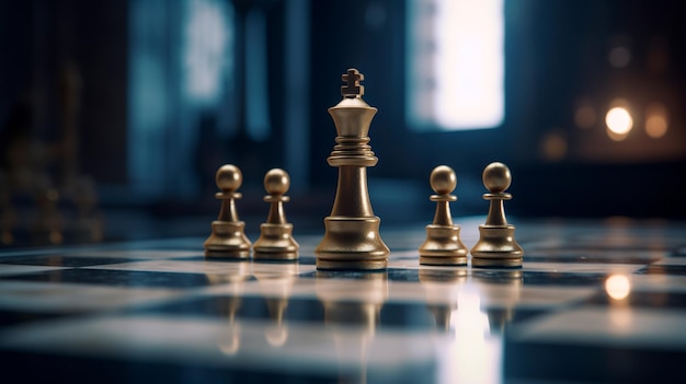 Chess piece on chessboard competition success and strategy game play Generative AI