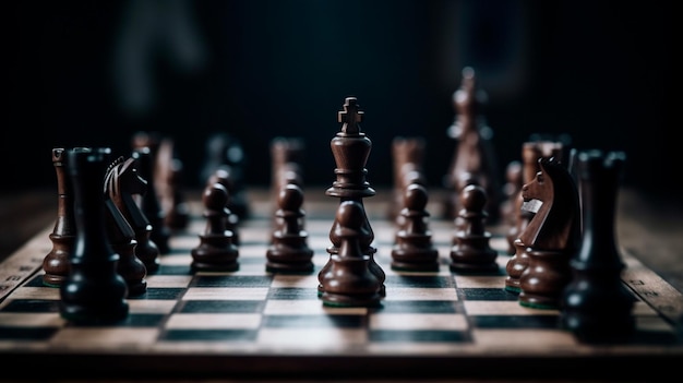 Chess piece on chessboard competition success and strategy game play Generative AI