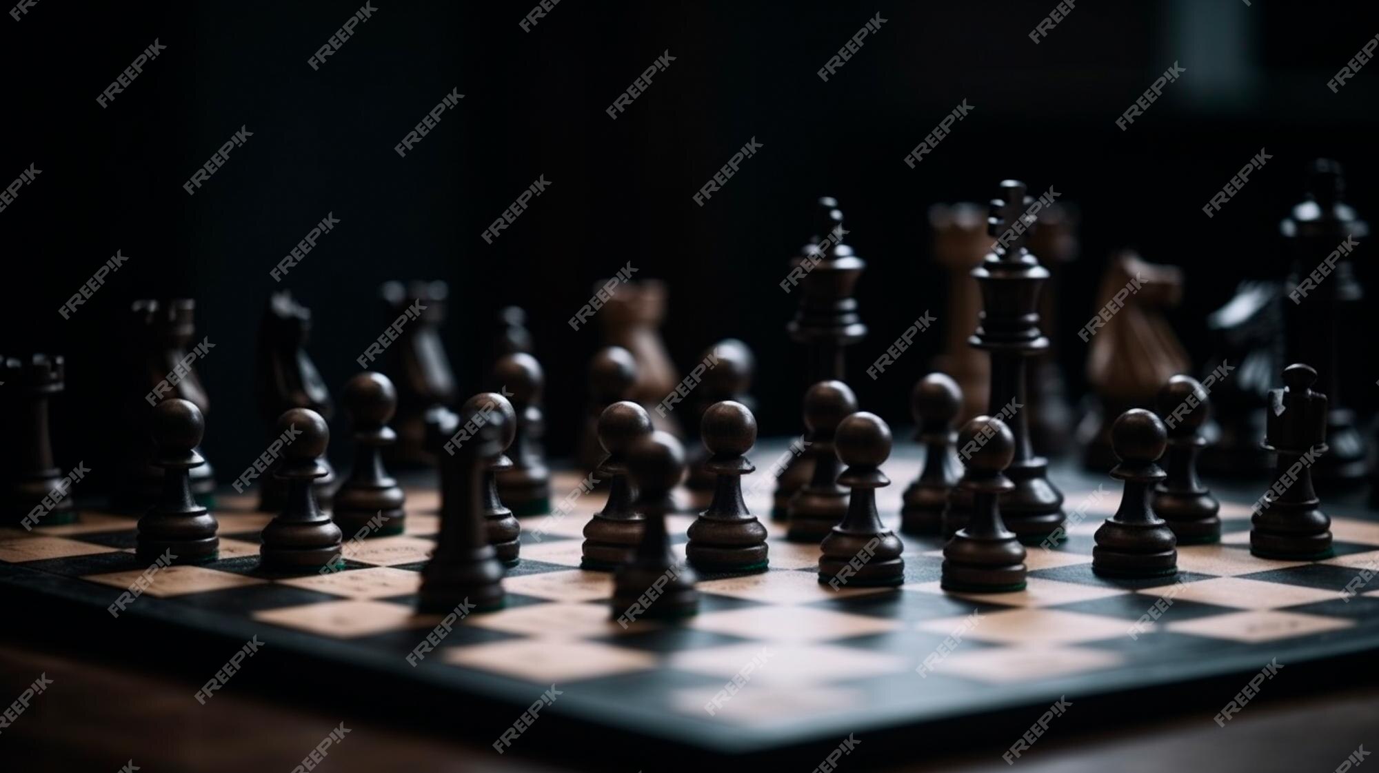 Chess piece on chessboard, competition success and strategy game play,  design created with Generative Ai Stock Illustration