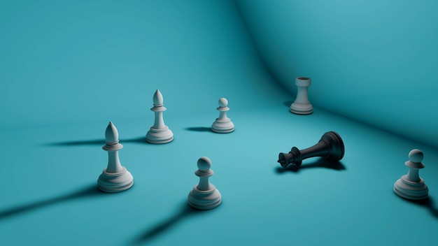 A chess piece is lying on a blue background with the words chess on it.