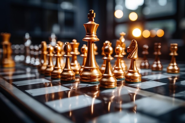 A chess piece in motion represents the businessmans quest for competitive success