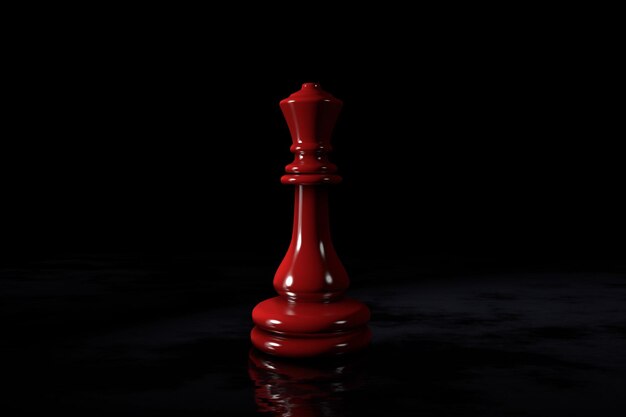 Chess piece Queen of red color on a dark background