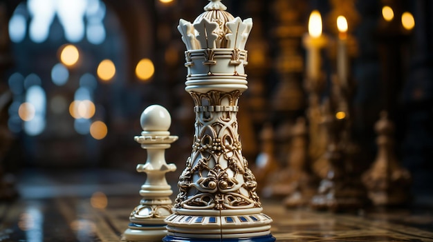 Photo a chess piece with a crown on it