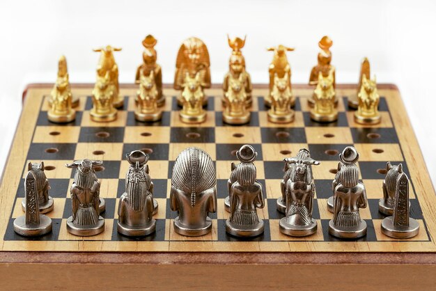 Chess pieces are placed on the board before the start of the game