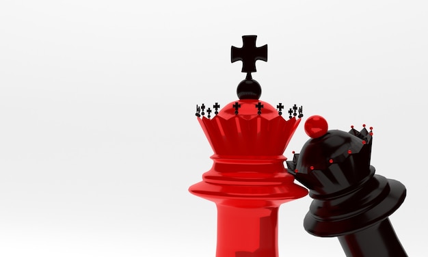 Photo chess pieces bishop and queen in black and red