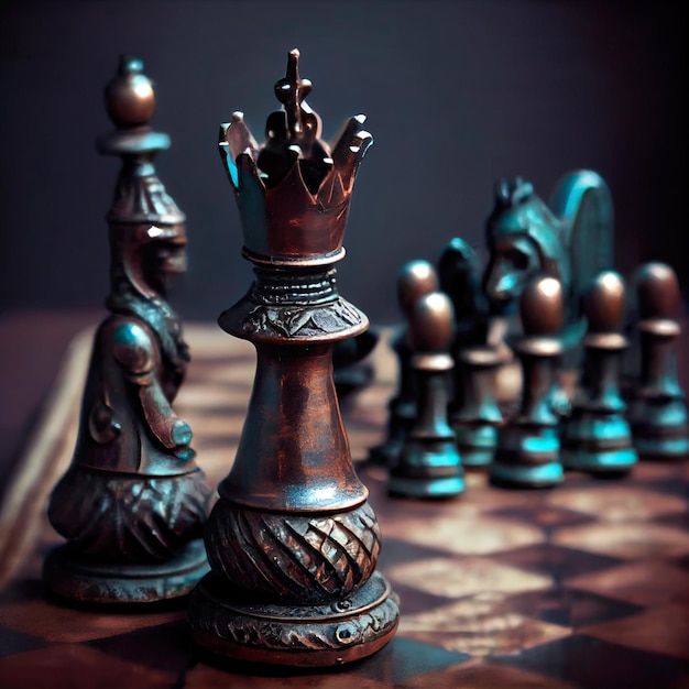 Chess pieces on the board The concept of planning decisionmaking and strategy