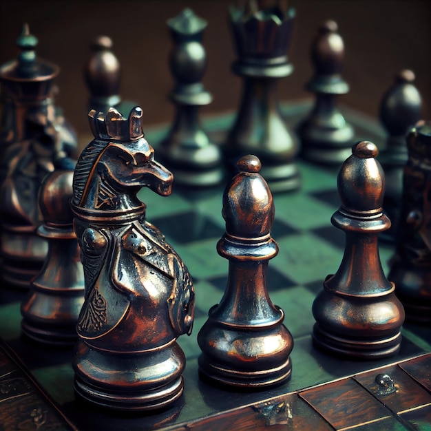 Chess pieces on the board The concept of planning decisionmaking and strategy