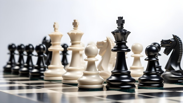 チェスという言葉がボード上にあるチェス盤上のチェスの駒