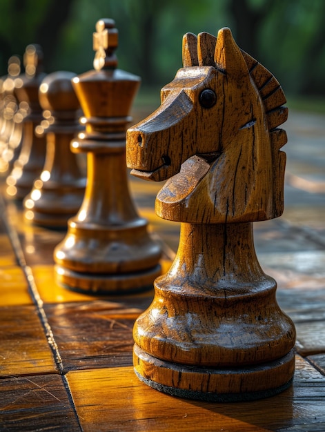 Chess pieces on chessboard