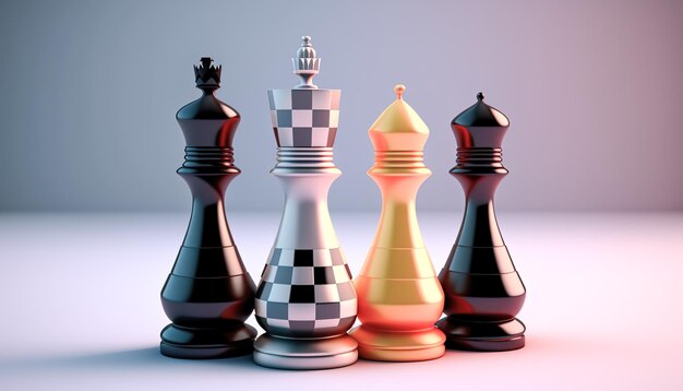 Chess pieces closeup on a light background generative AI