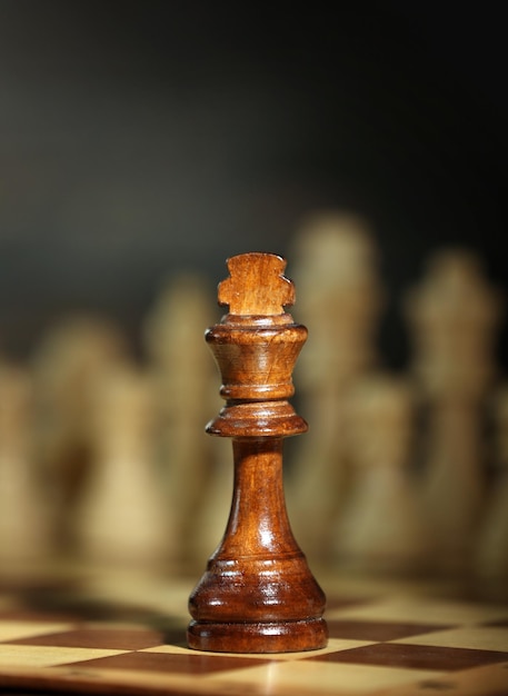 Chess pieces and game board closeup