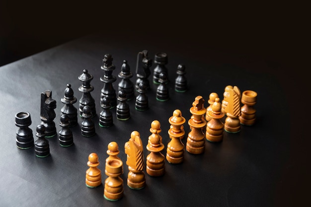 Chess pieces mounted on a black surface !!!