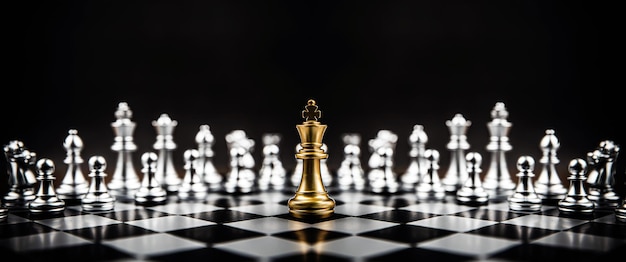 Chess pieces stand with team concepts of challenge and leadership