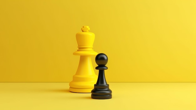 Chess pieces on a yellow background