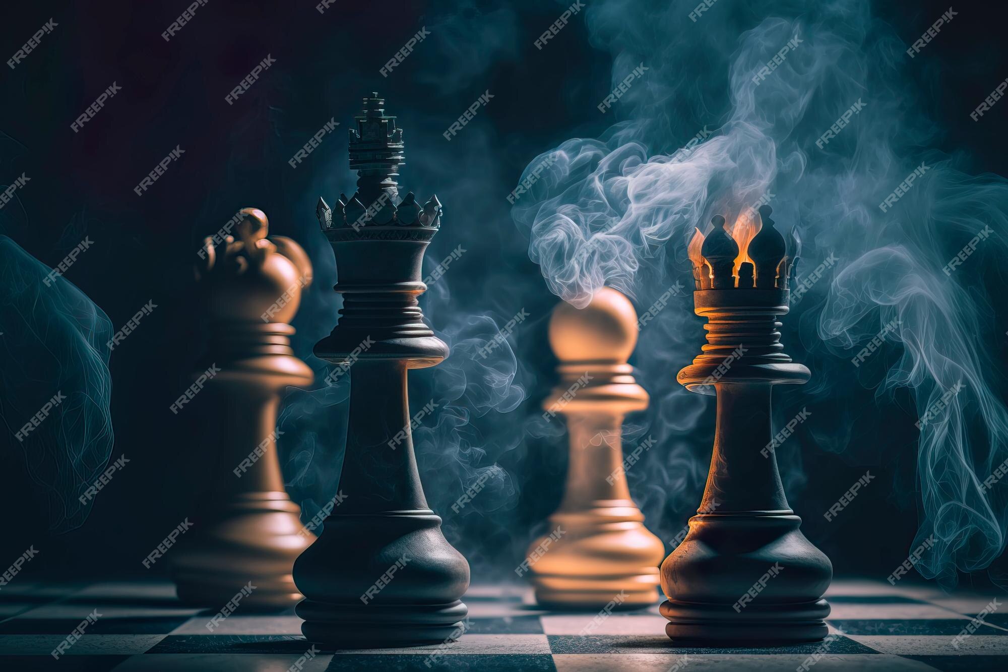 Premium Photo  Chess with smoke business idea concepts 3d background