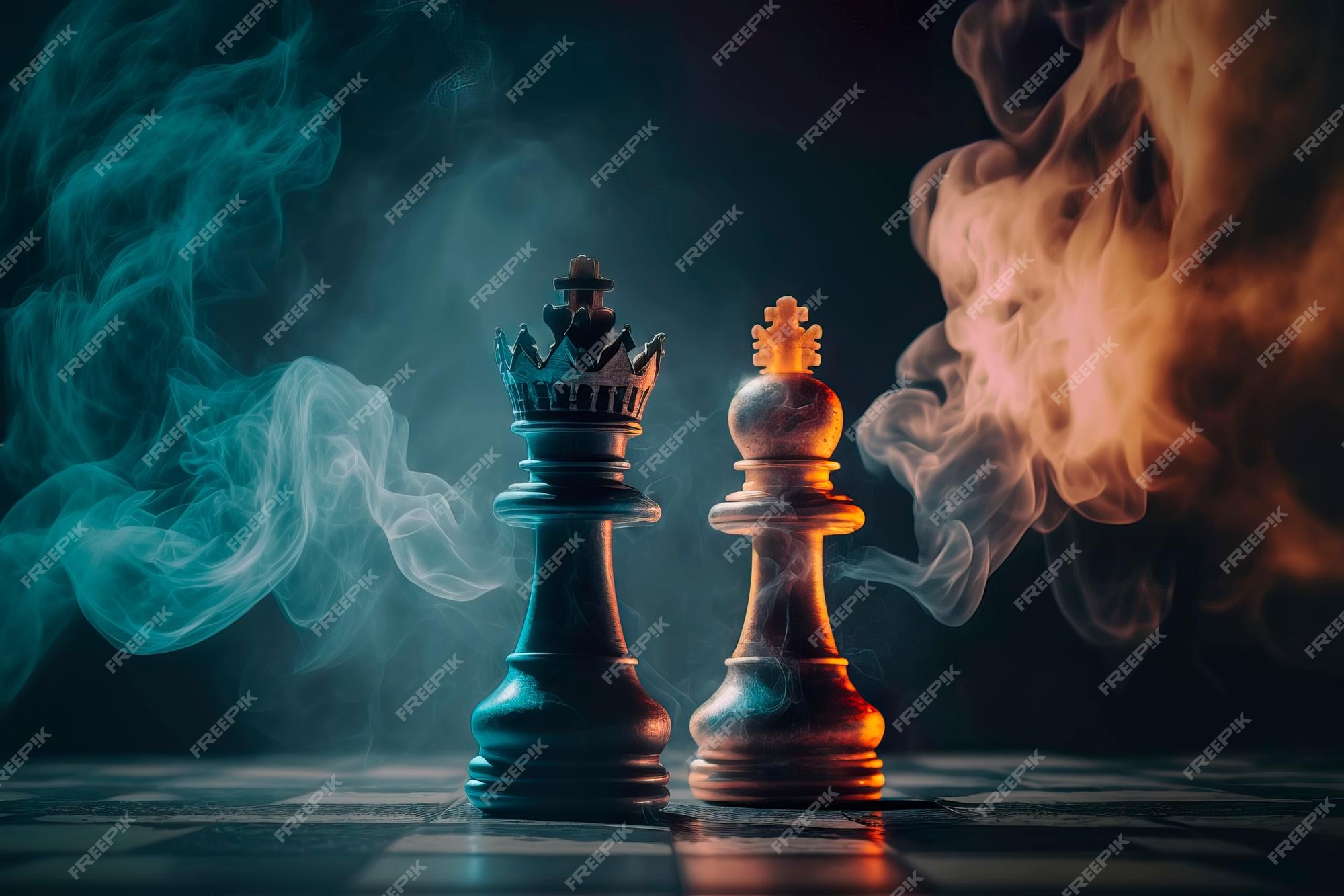 Premium Photo  Chess with smoke business idea concepts 3d background