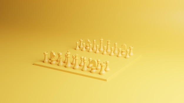 Chess yellow 3d illustration modern