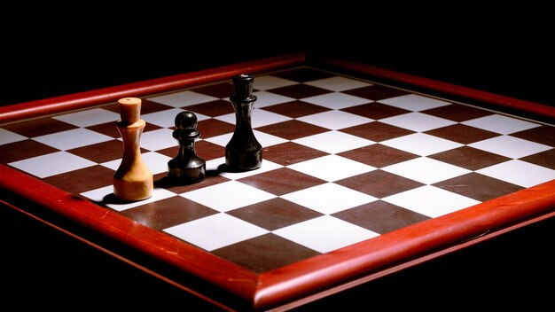 Chessboard in the dark pat white king from the pawn