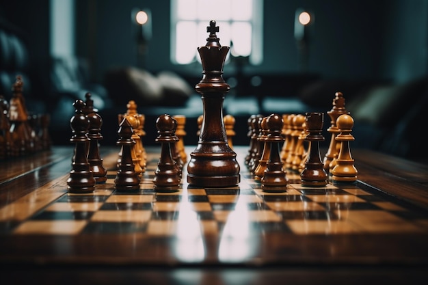 The chessboard embodies the essence of a businessmans plan strategy and tactics