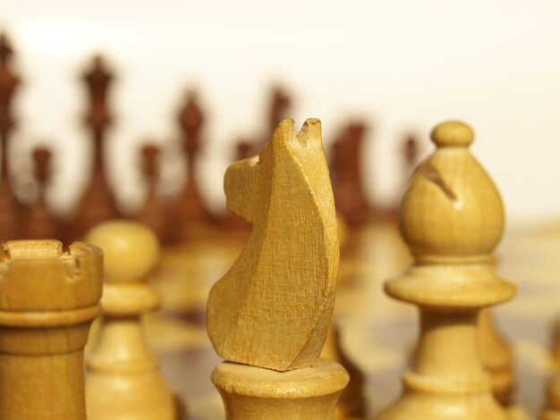 Chessboard with wooden checkers