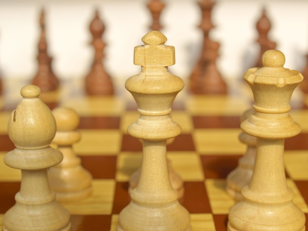 Chessboard with wooden checkers